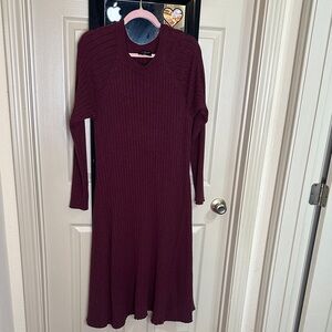 Lane Bryant Burgundy Long Sleeve Dress